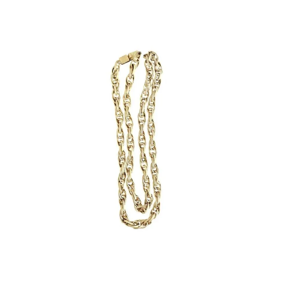 Vintage Donald Stannard RARE Gold-Toned 36"L Necklace 150.1g With Textured Links - Picture 5 of 8